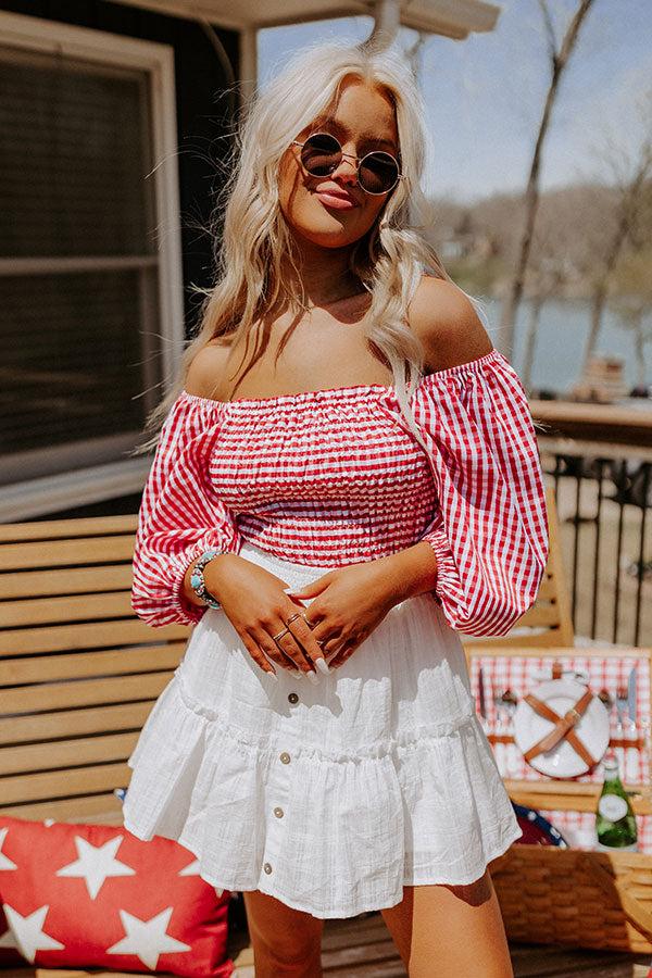 Summer Rhythm Gingham Top In Red Product Image