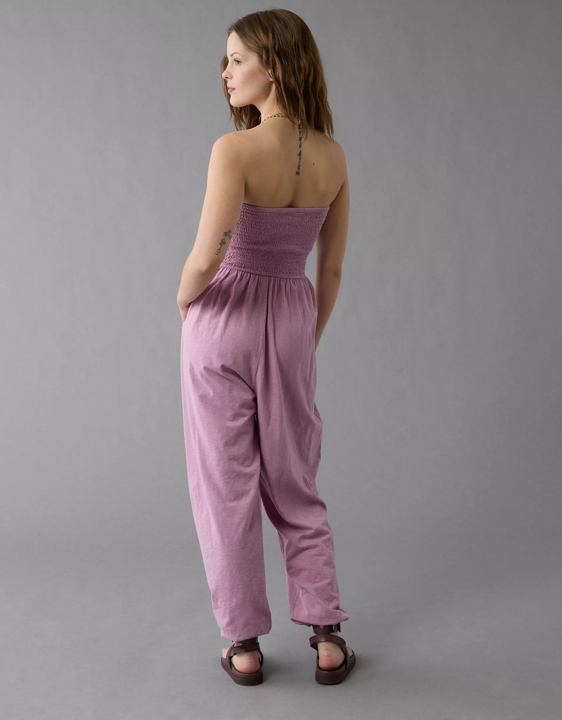 AE Sunchaser Knit Smocked Tube Jumpsuit Product Image