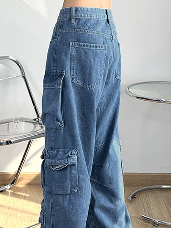 Men's Hip Pop Multi Pocket Cargo Jeans Product Image