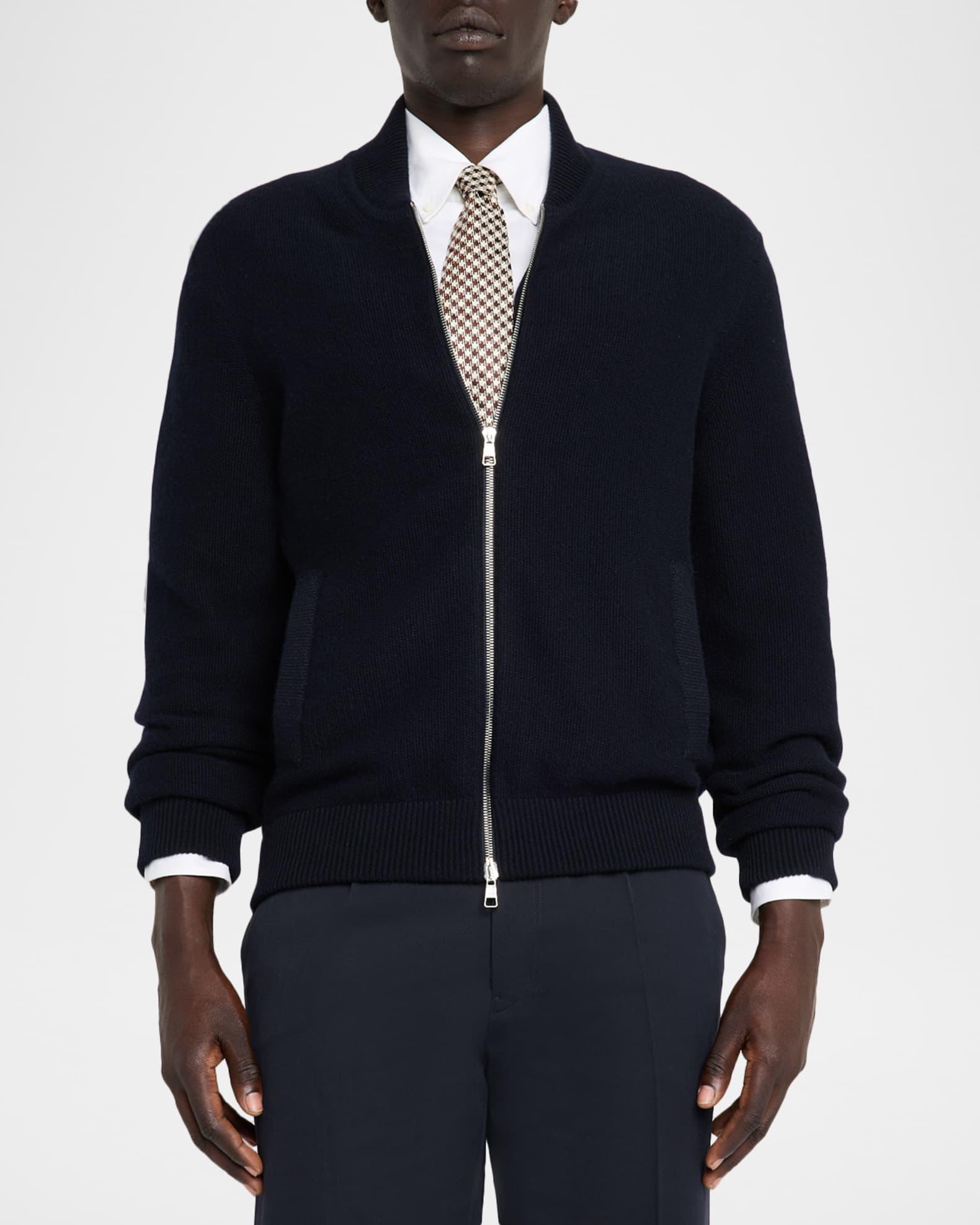 Men's Cotton and Cashmere Knit Full-Zip Bomber Sweater Product Image