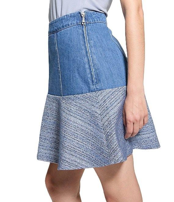 Guess Elsie High Rise Tweed Mix Coordinating Denim Skirt Product Image