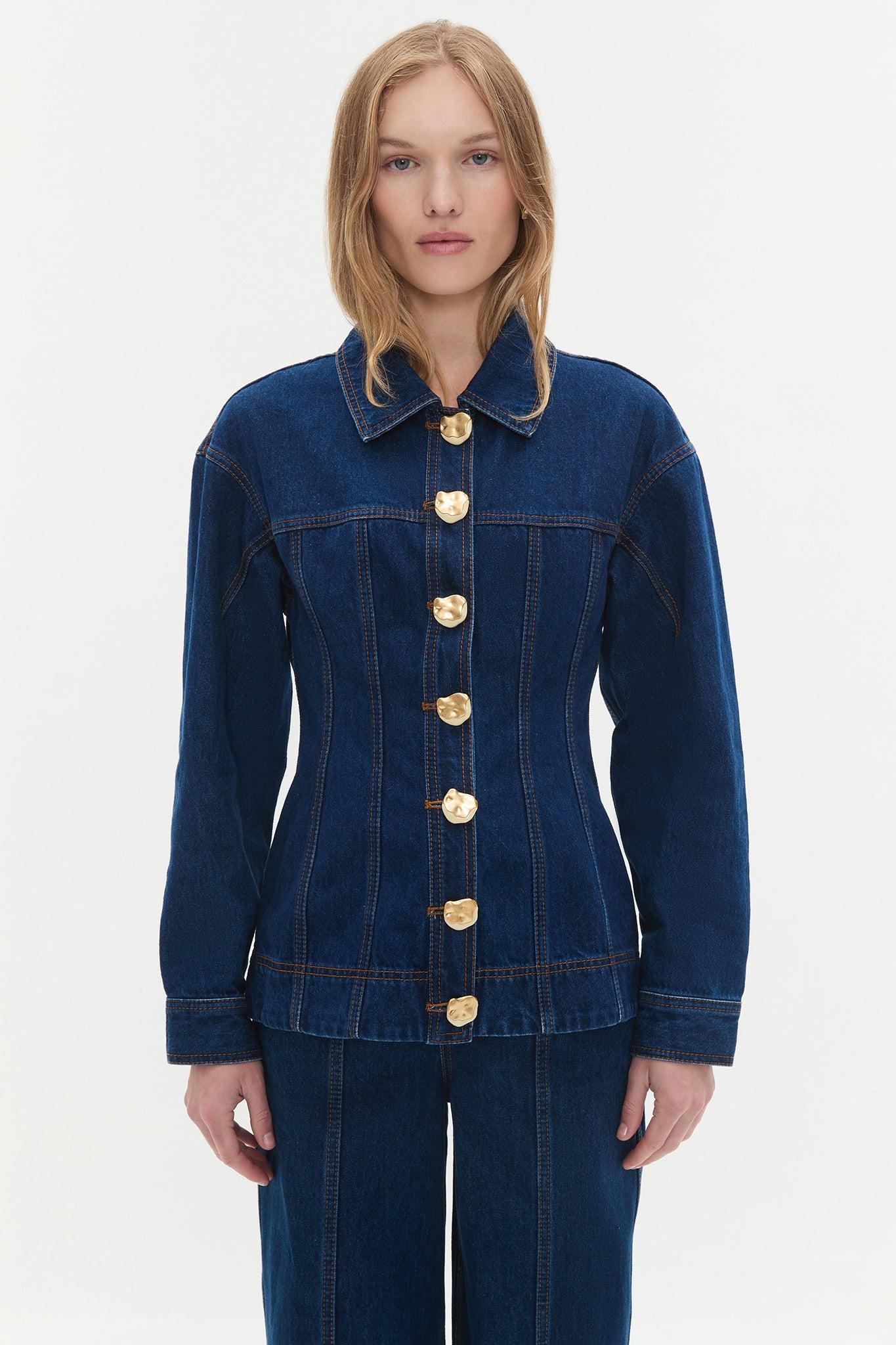Gianna Denim Shirt-DARK CLASSIC WASH / 4 Product Image