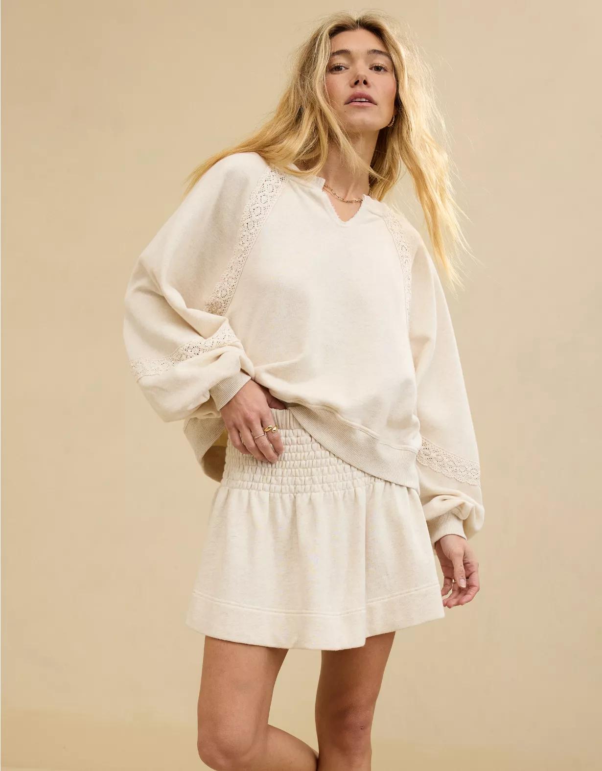 Aerie Hey Crochet Sweatshirt Product Image