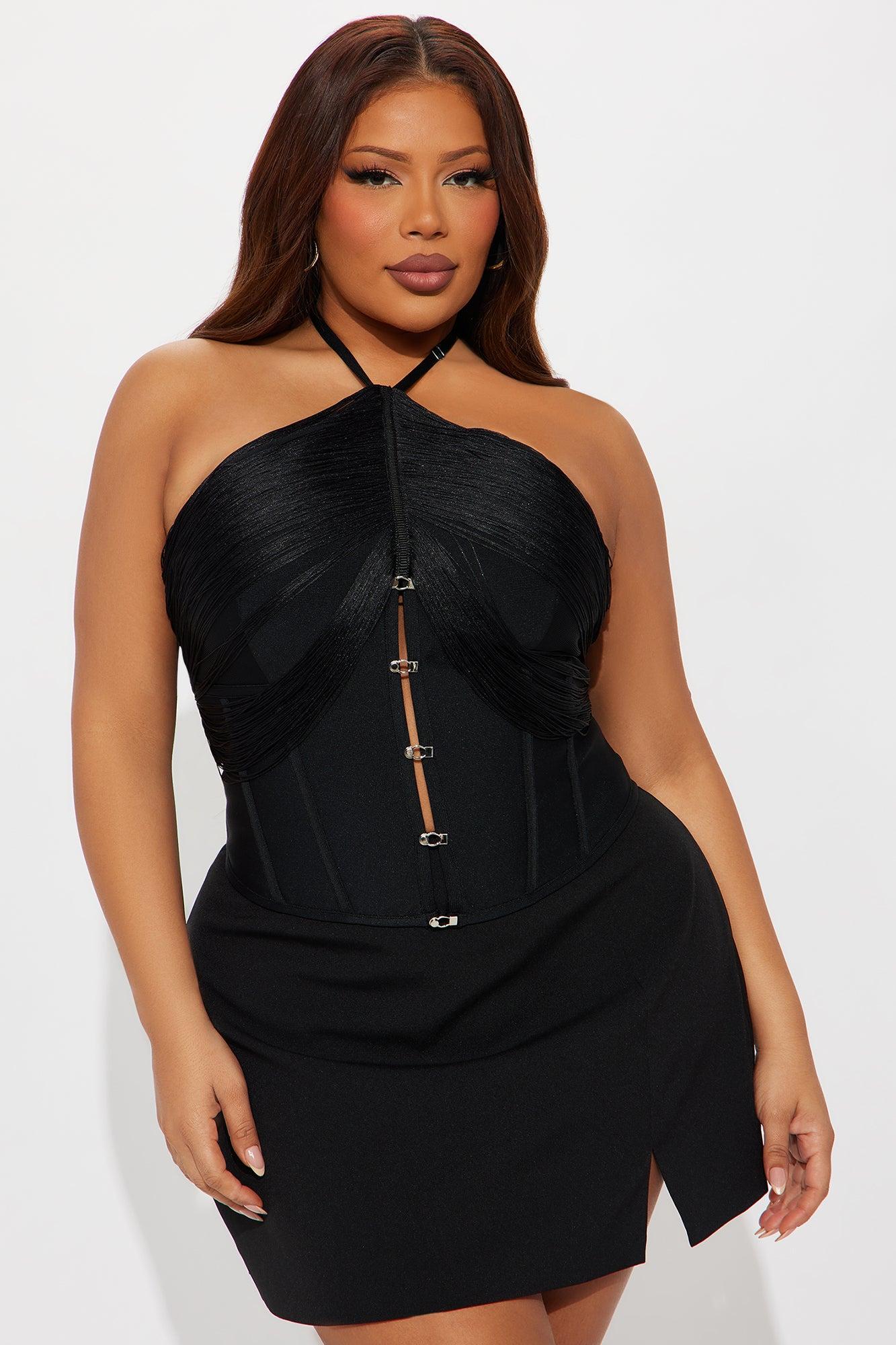 Bebe Ruched Corset Top - Black Female Product Image