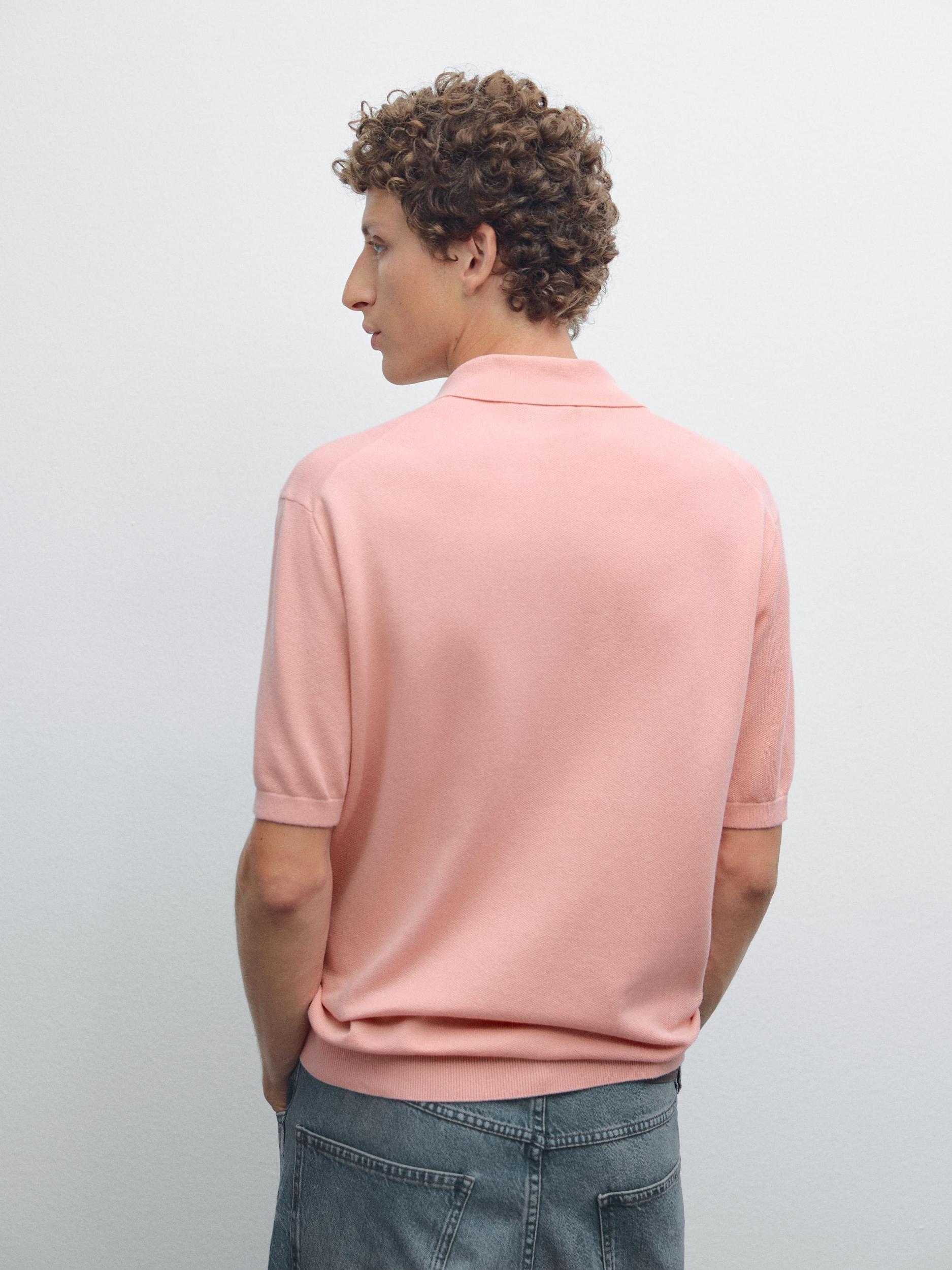 Knit V-neck polo shirt Product Image