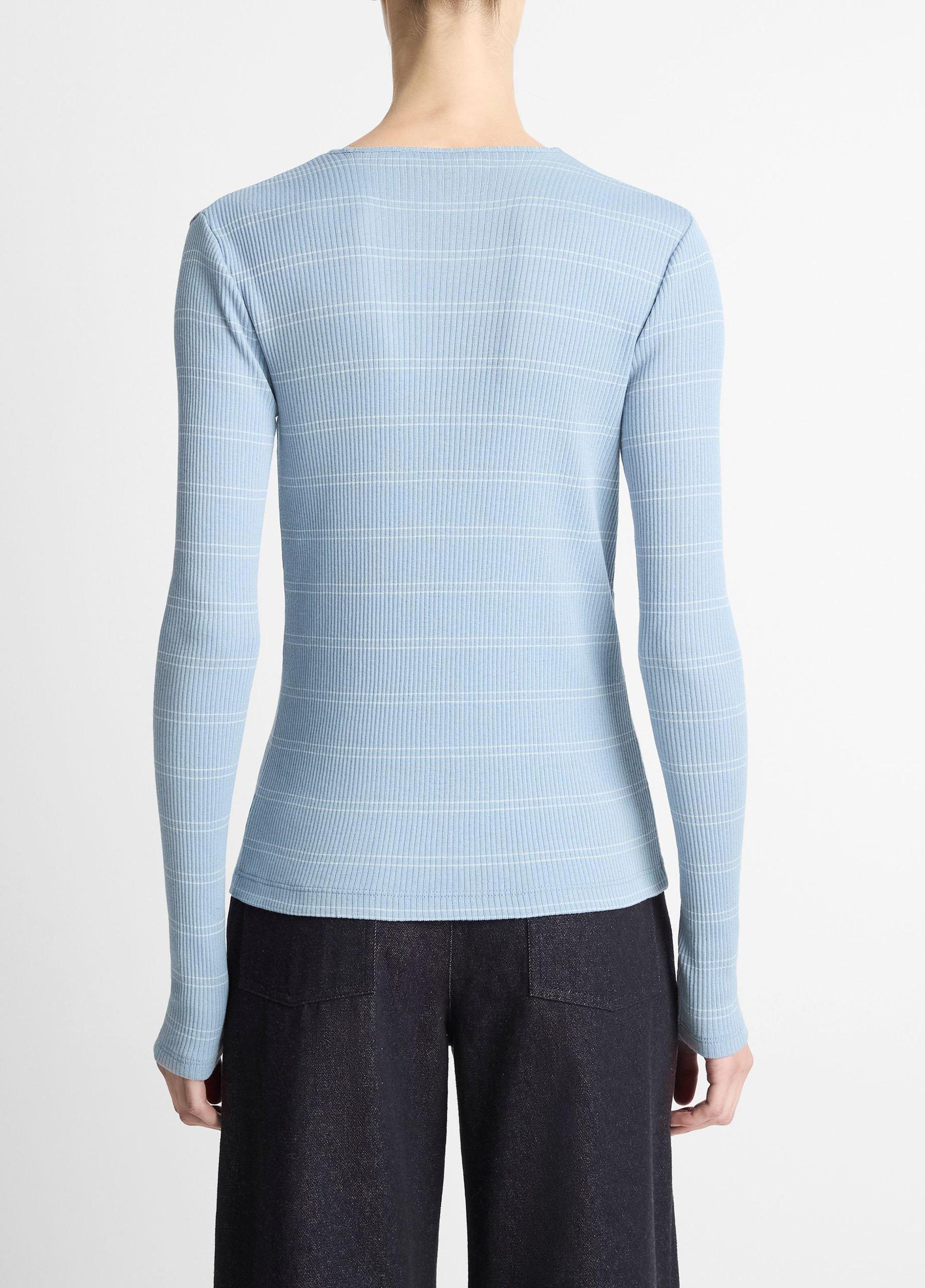 Striped Ribbed Pima Cotton Long-Sleeve T-Shirt Product Image