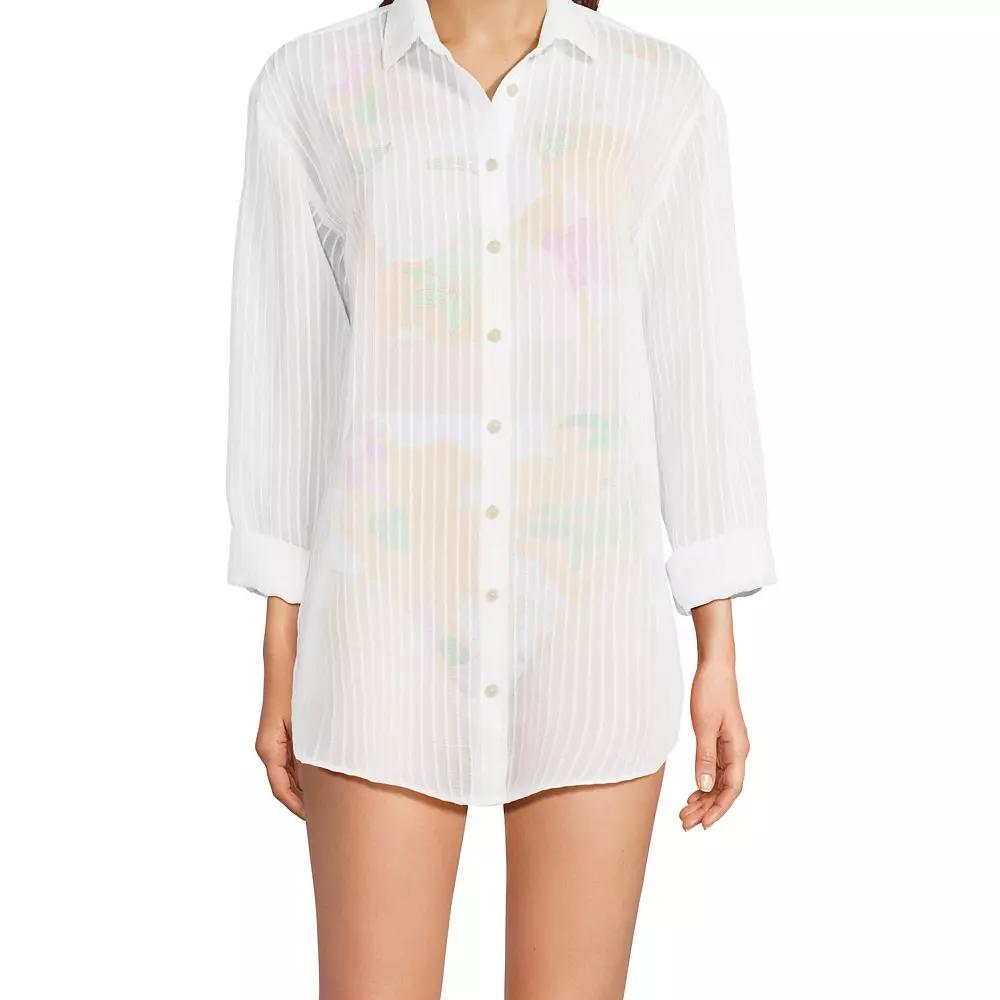 Women's Lands' End Rayon Rib Button Down Cover-Up,  Product Image