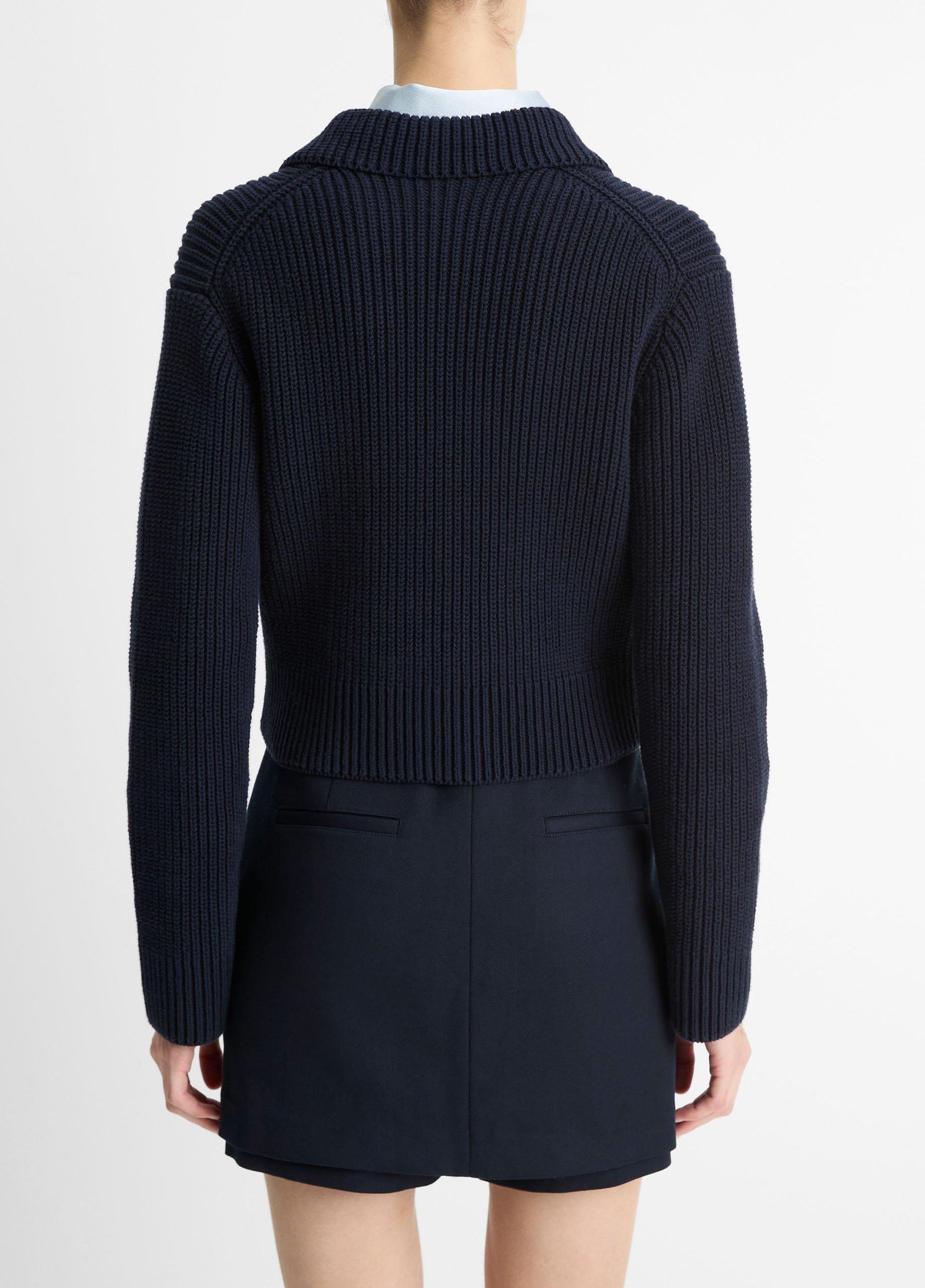 Cotton-Blend Double-Breasted Sweater Jacket Product Image