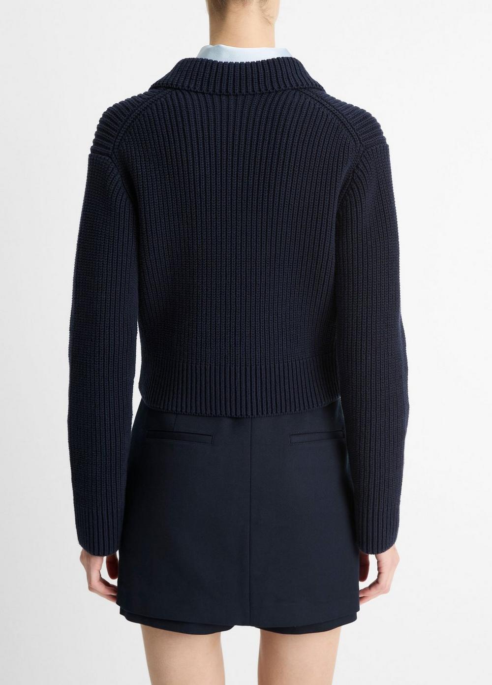 Cotton-Blend Double-Breasted Sweater Jacket Product Image