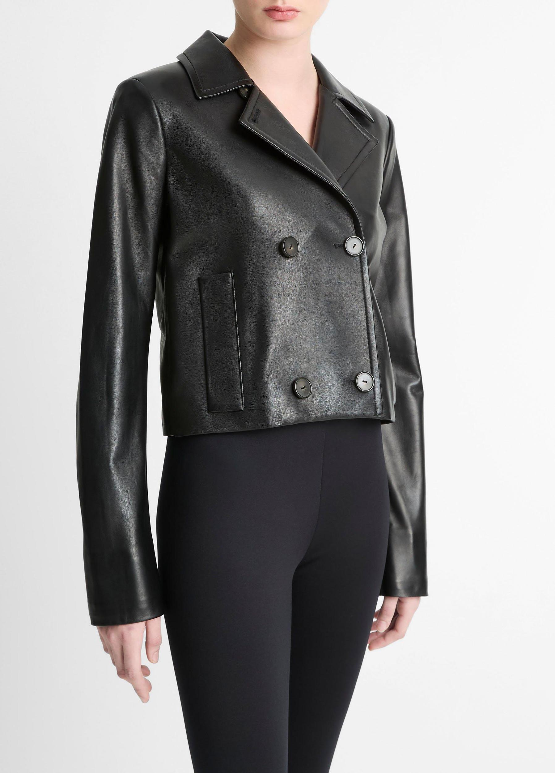 Shrunken Leather Peacoat Product Image