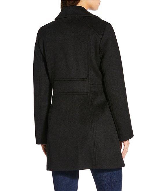 MICHAEL Michael Kors Wool Blend Notch Lapel Button Front Peacoat Product Image