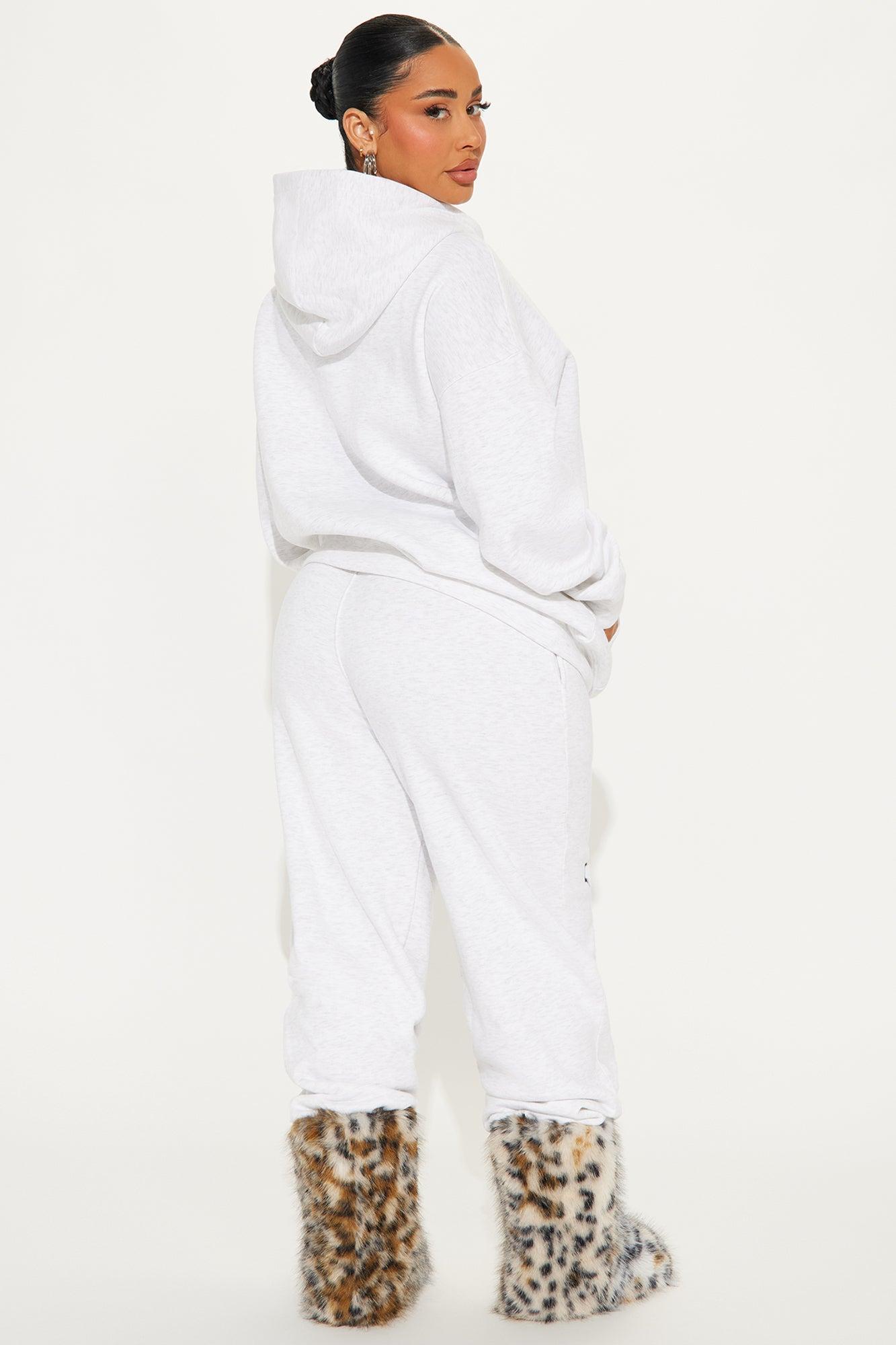Yoga Fleece Sweatsuit Set - Heather Grey Product Image