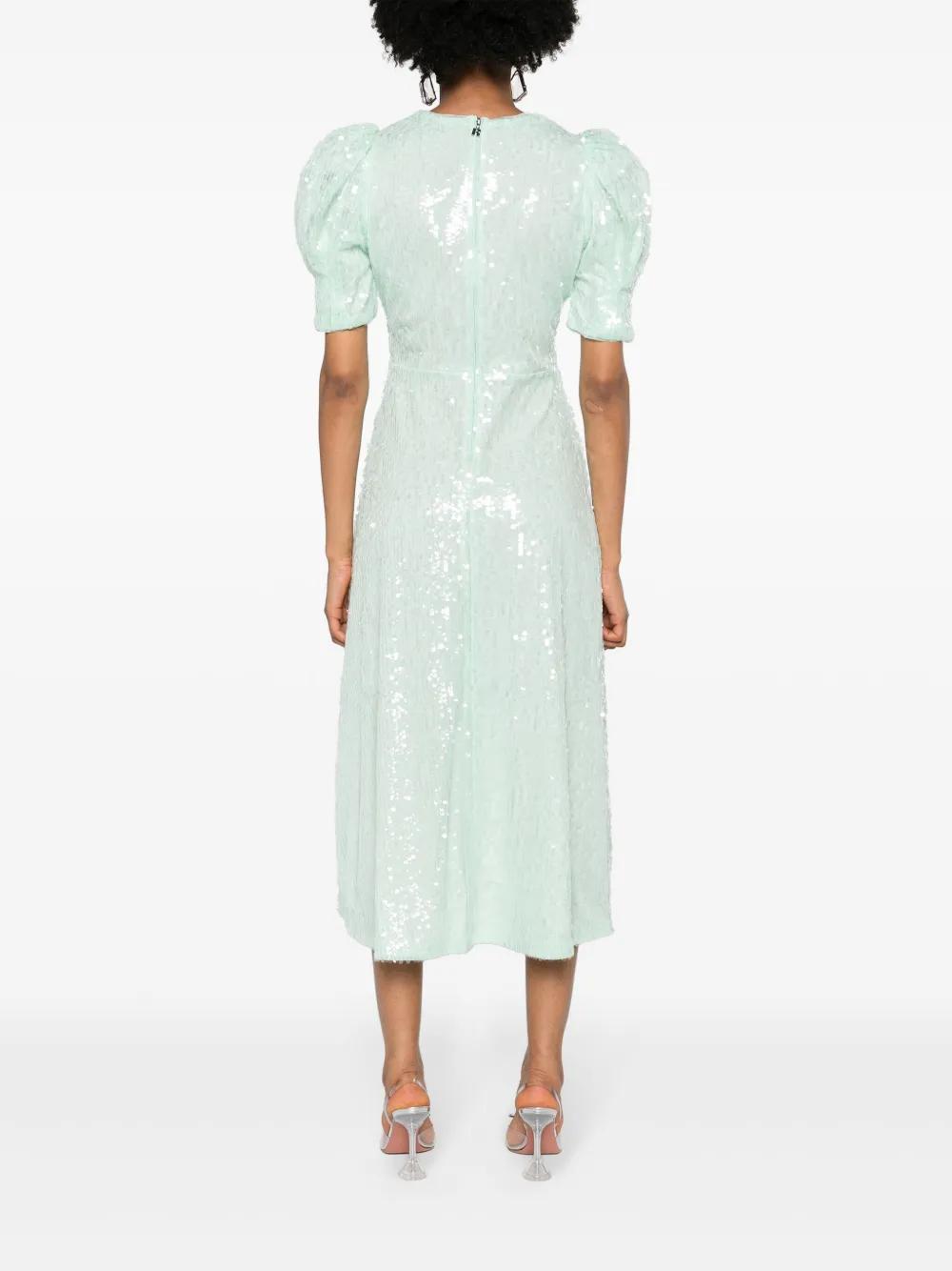 puff-sleeve sequined midi dress Product Image