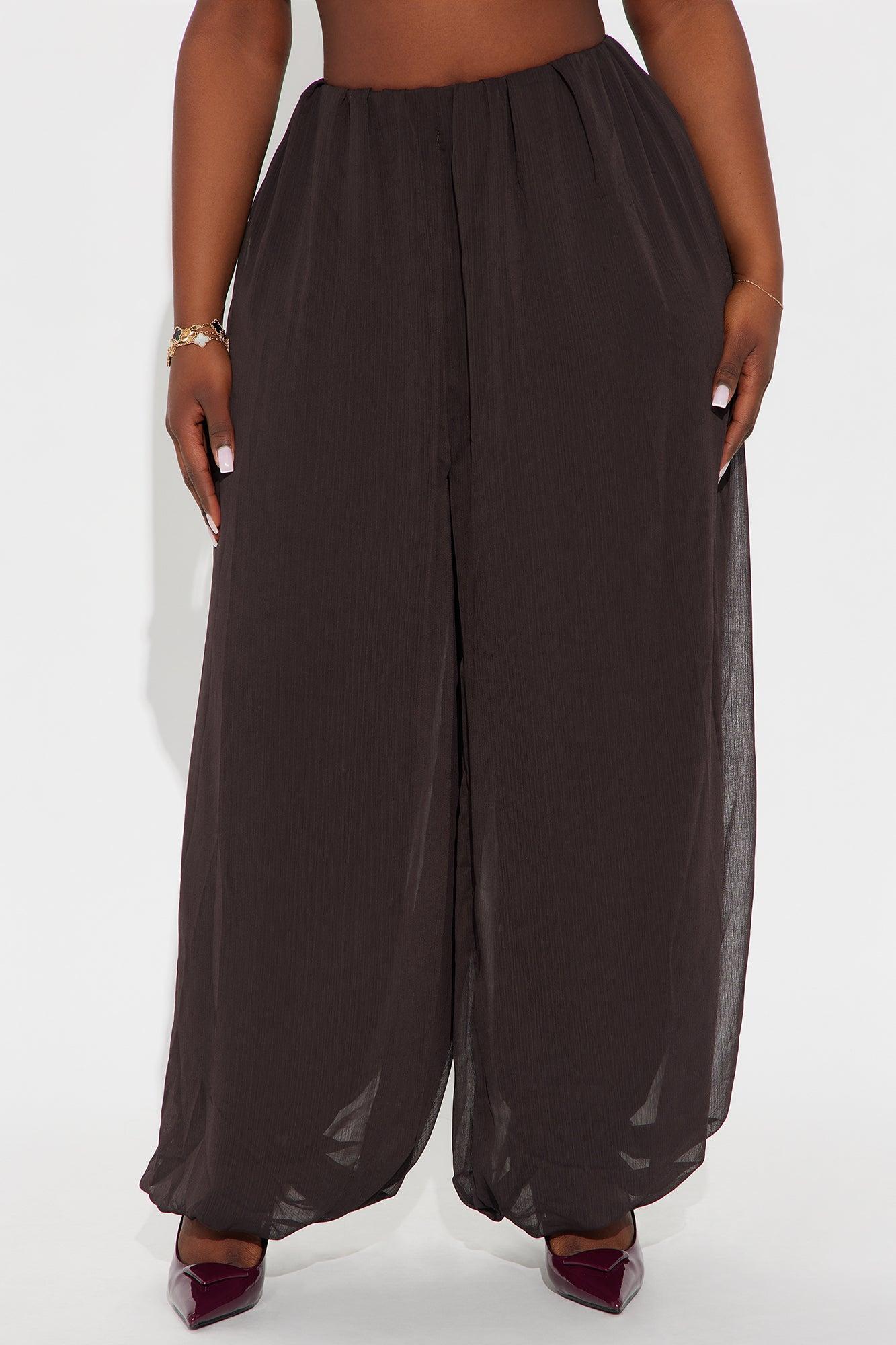 Stella Chiffon Balloon Pants 29″ - Chocolate Female Product Image