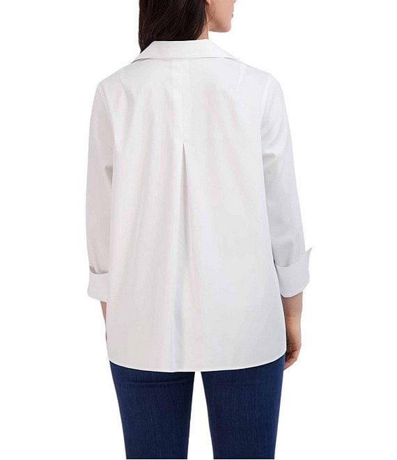 Foxcroft Agnes Point Collar Long Sleeve Cotton Stretch Shirt Product Image