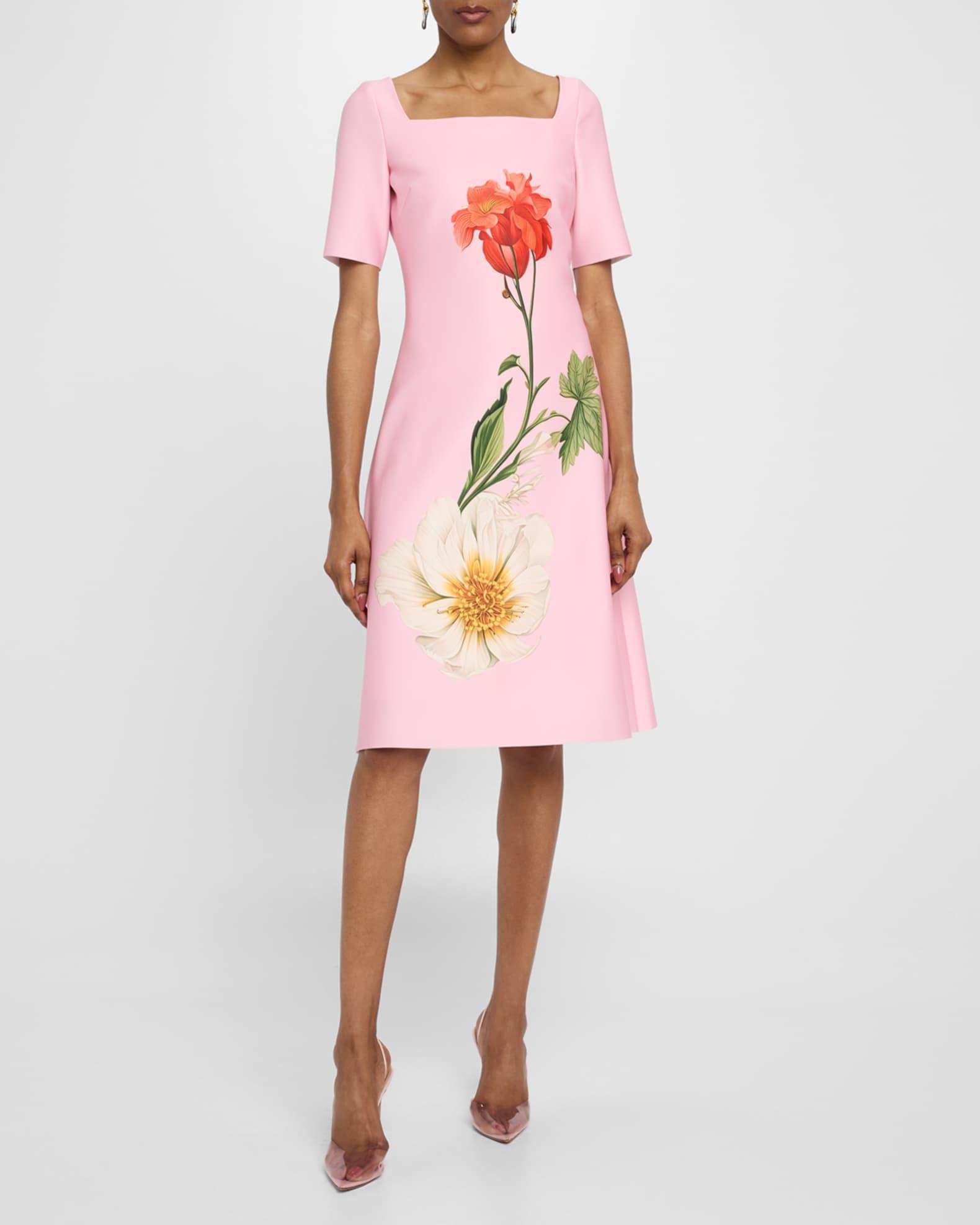 Floral-Print Scuba Midi Dress Product Image