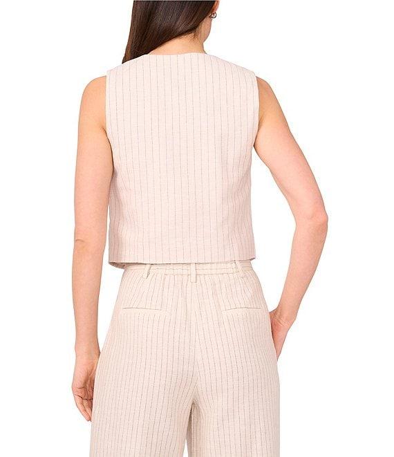 Vince Camuto Woven Stripe V-Neck Sleeveless Vest Product Image