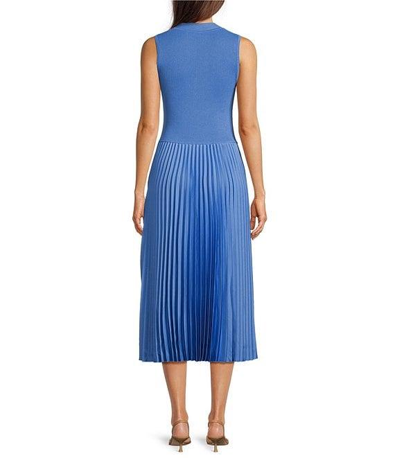 BOSS By Hugo Boss Farara Knit Woven V-Neck Cutout Neckline Sleeveless Midi Dress Product Image