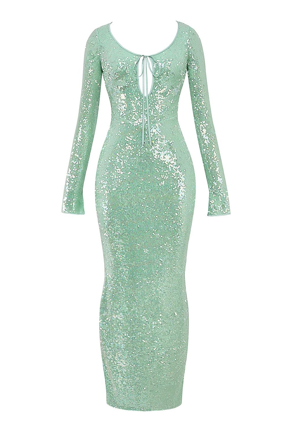 Titania  seafoam sequin maxi gown Product Image