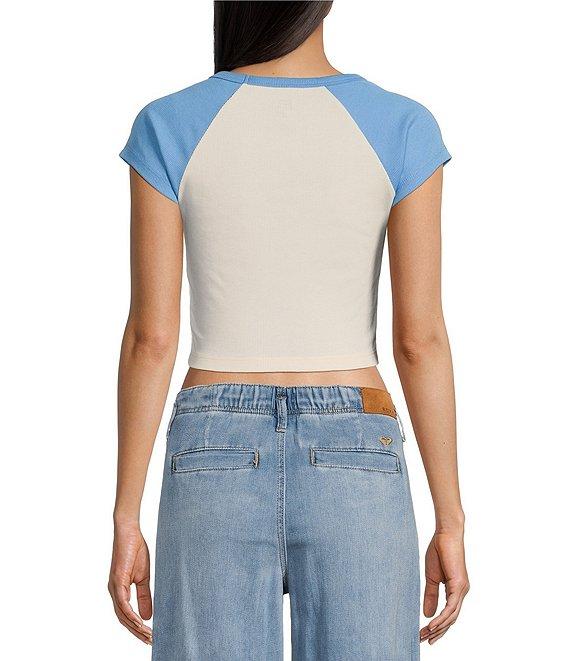 Roxy Paraiso Raglan Sleeve Color Block Crop Graphic Baby T-Shirt Product Image