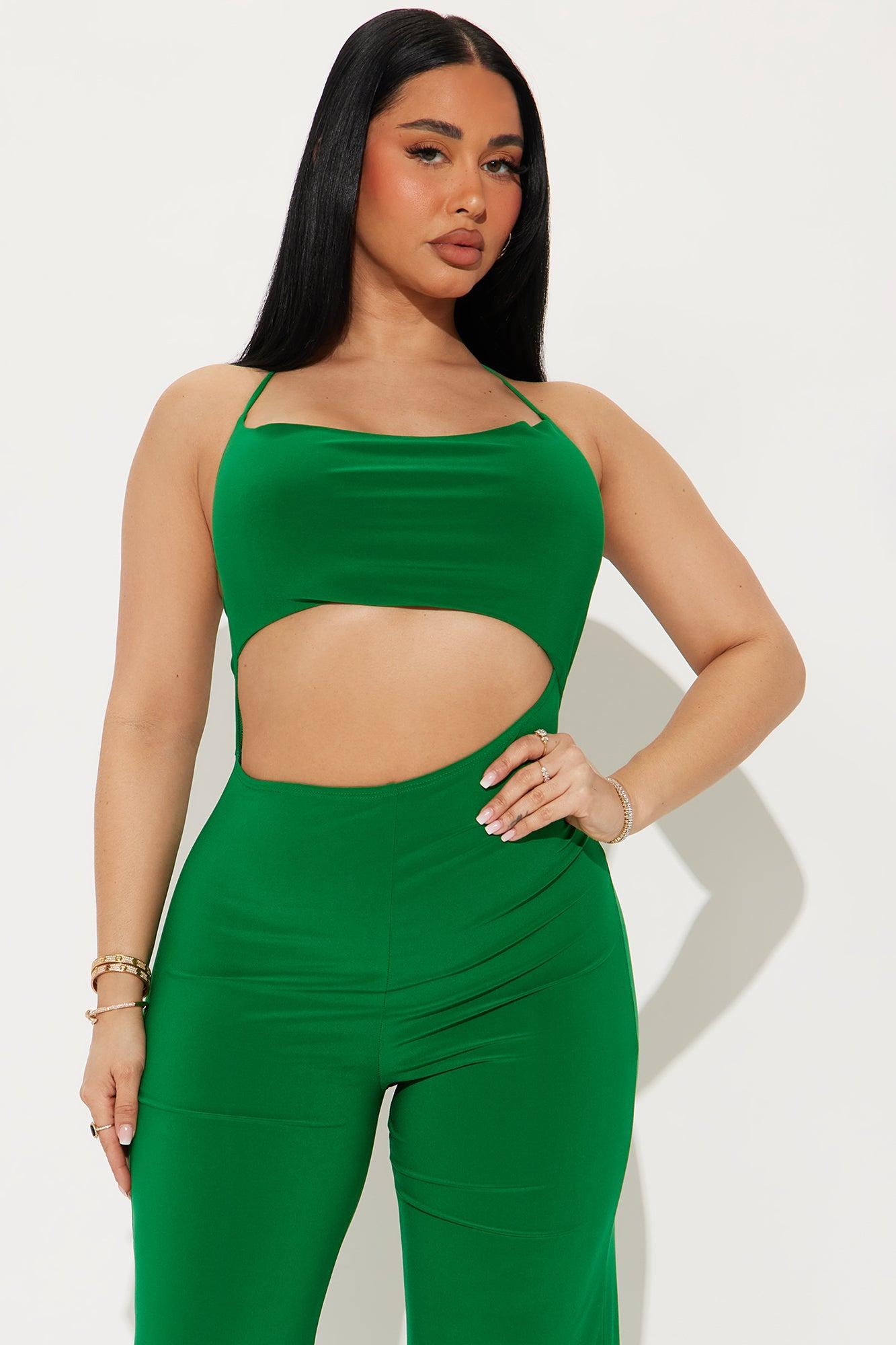 Lola Cut Out Halter Jumpsuit - Emerald Product Image