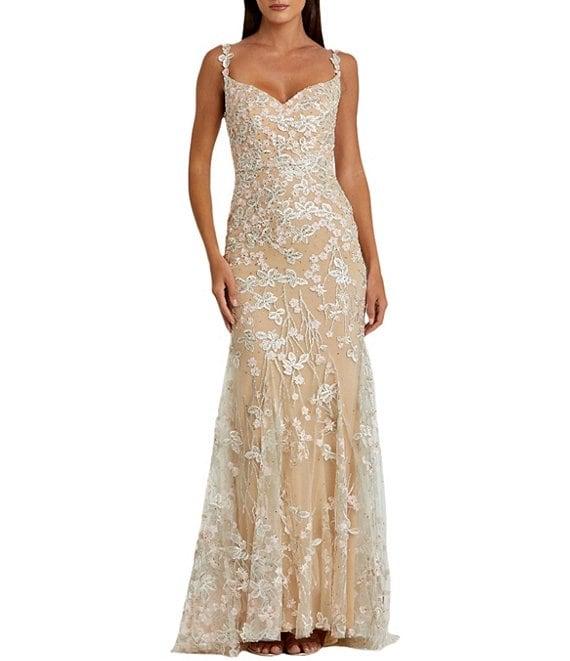 Mac Duggal Sweetheart Neck Corset Bodice Floral Embroidered Sheath Gown Product Image
