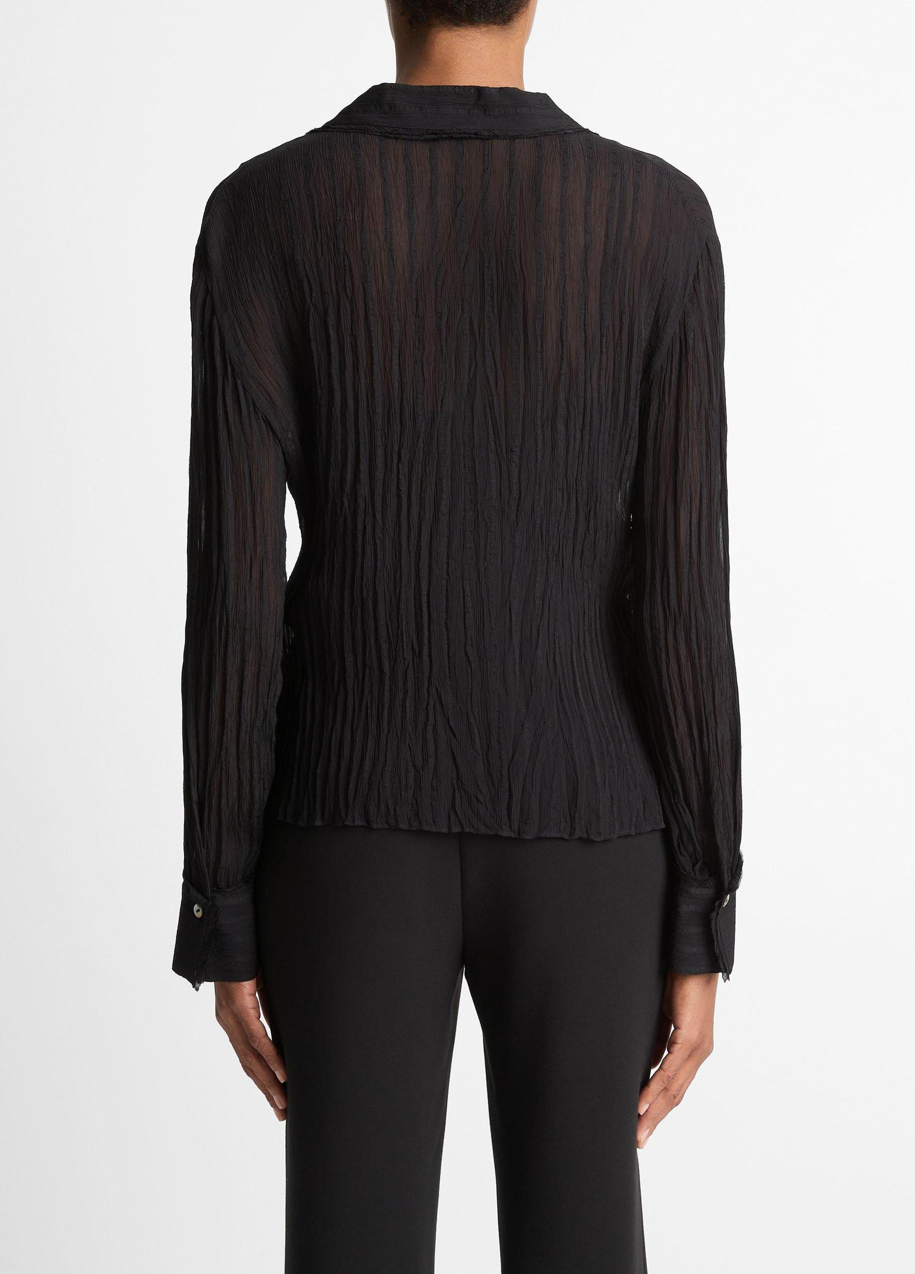 Crushed Stripe Button-Front Shirt Product Image