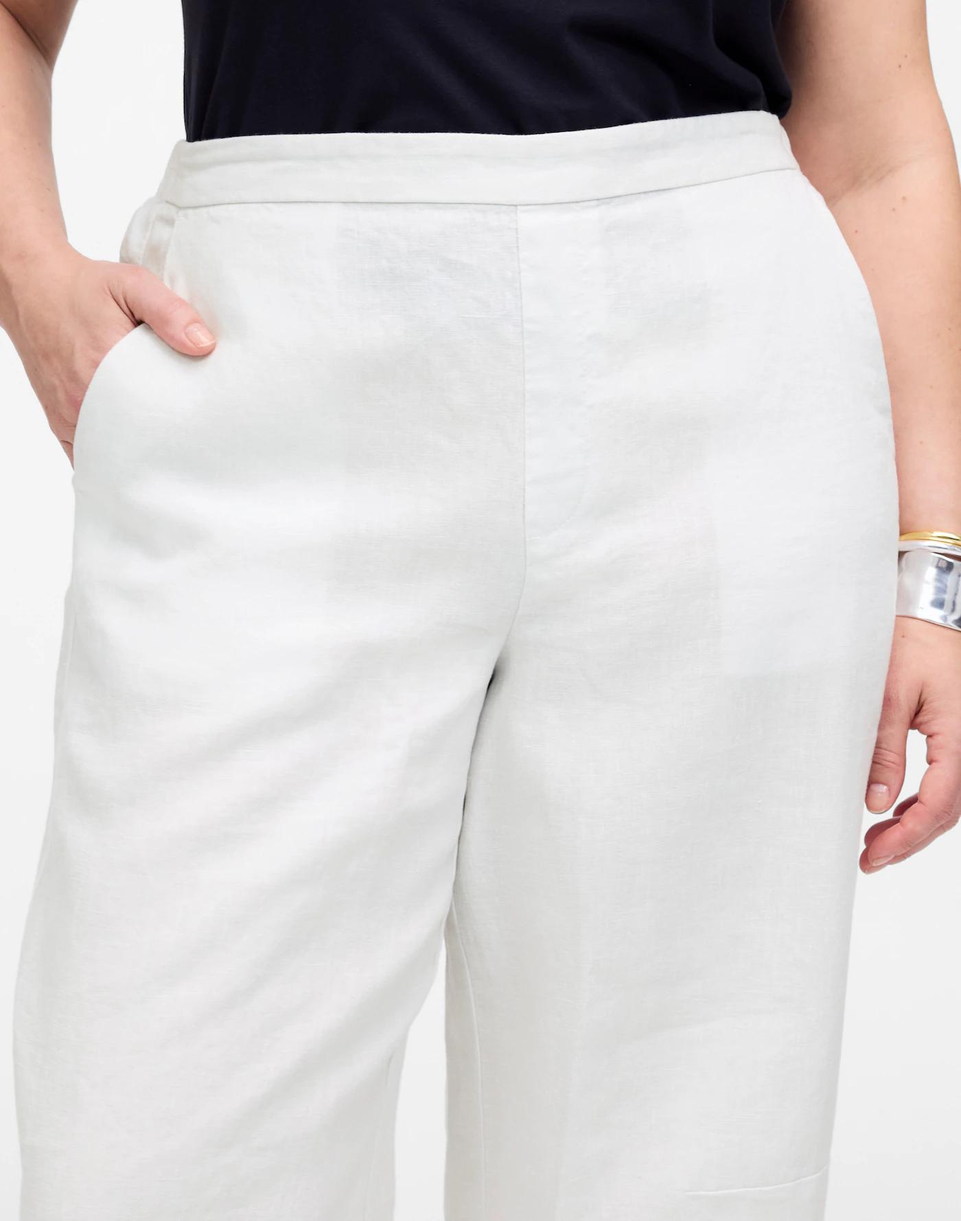 Petite Pull-On Barrel Pants in 100% Linen Product Image