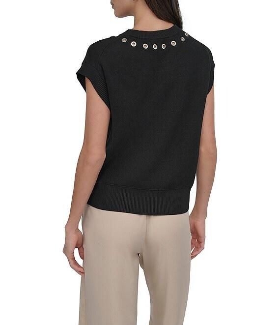 DKNY by Donna Karan Sleeveless Logo Grommet Sweater Product Image
