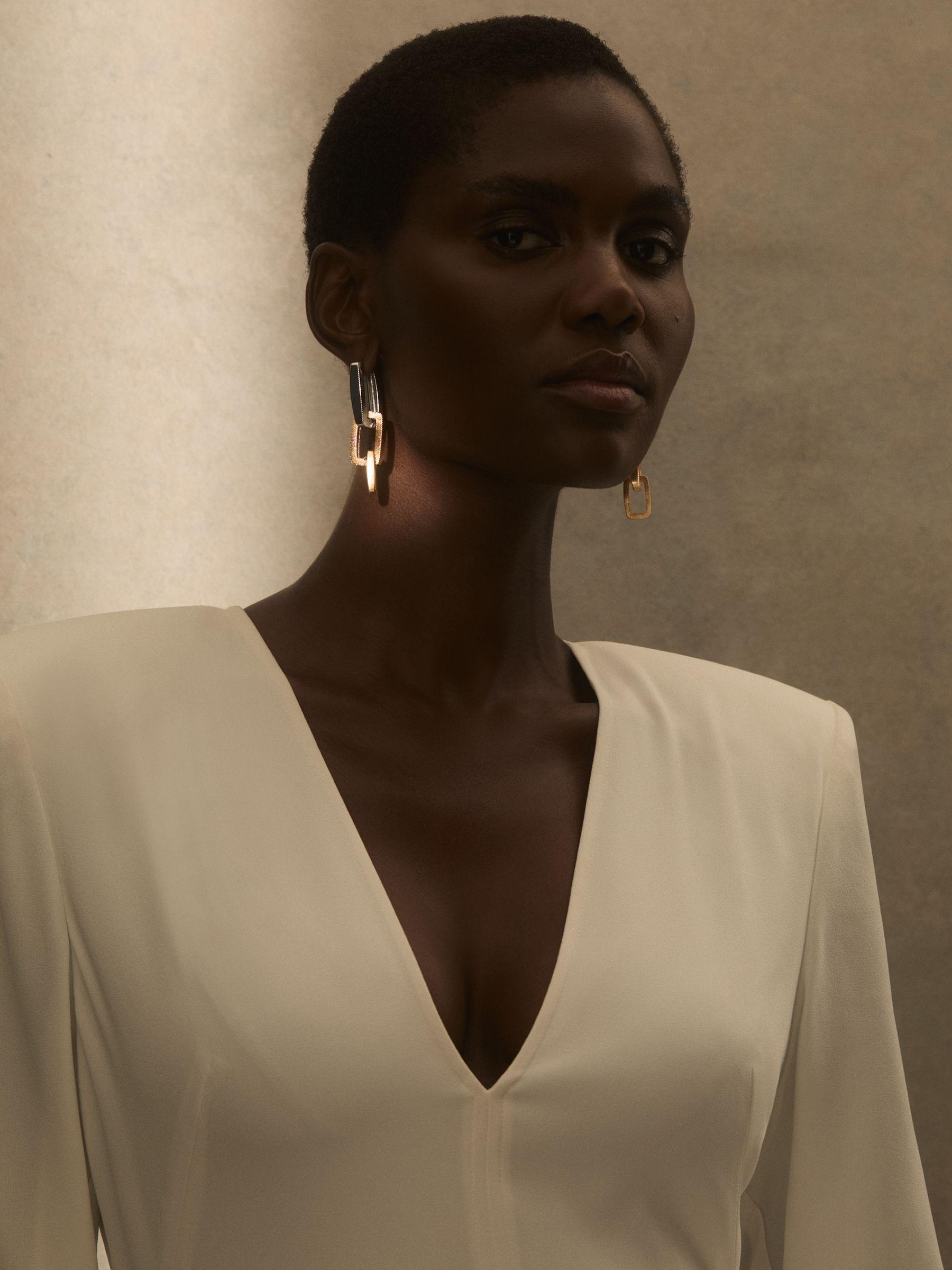 Geometric Link Drop Earrings in Gold Tone Product Image