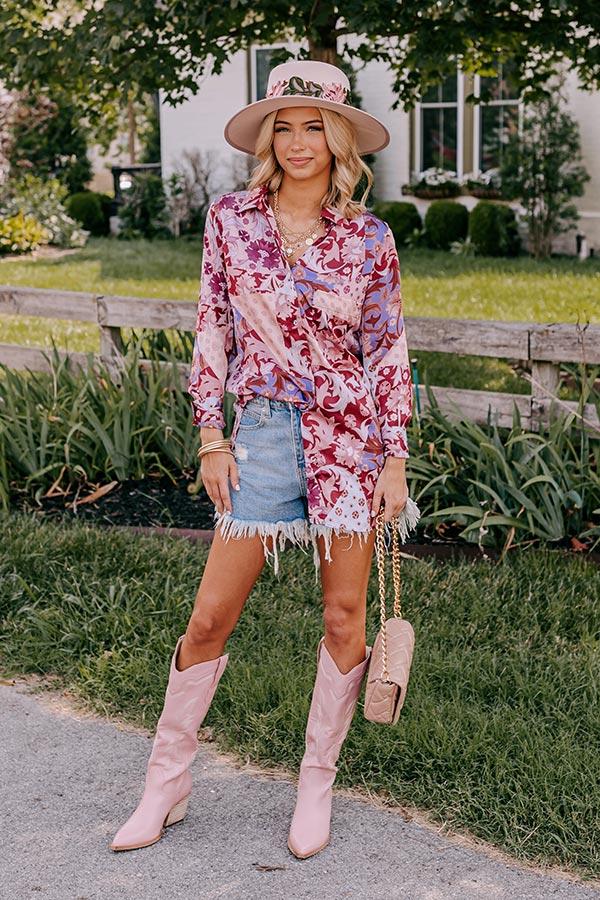 Hours of Flowers Satin Button Up Product Image