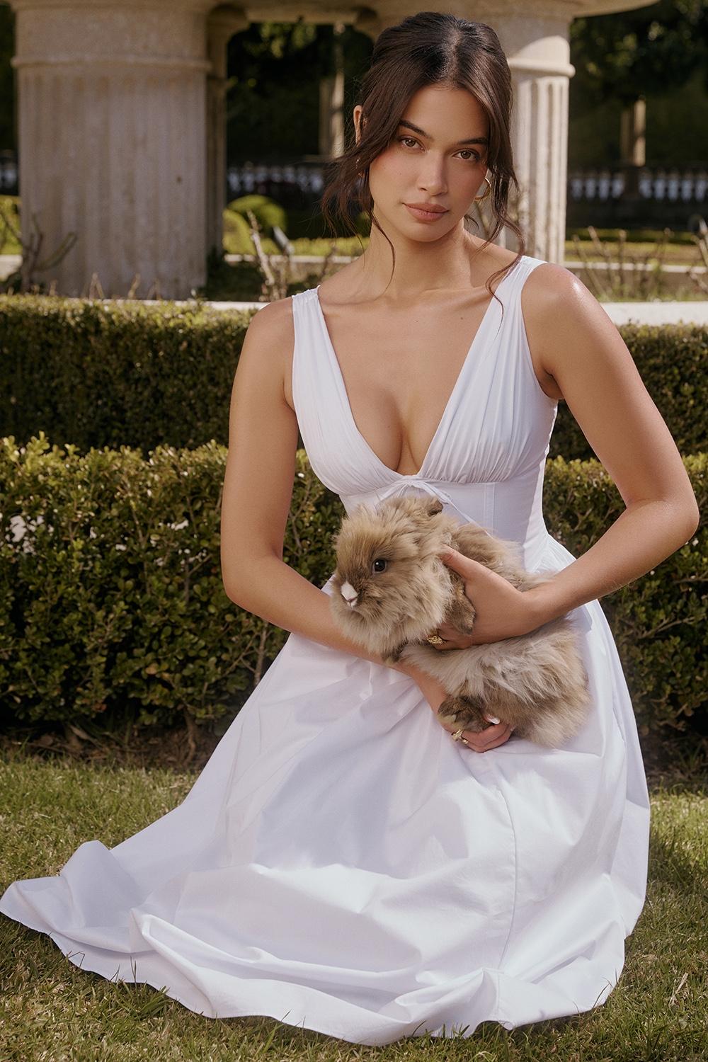 Emmelina  white cotton corset sundress Product Image