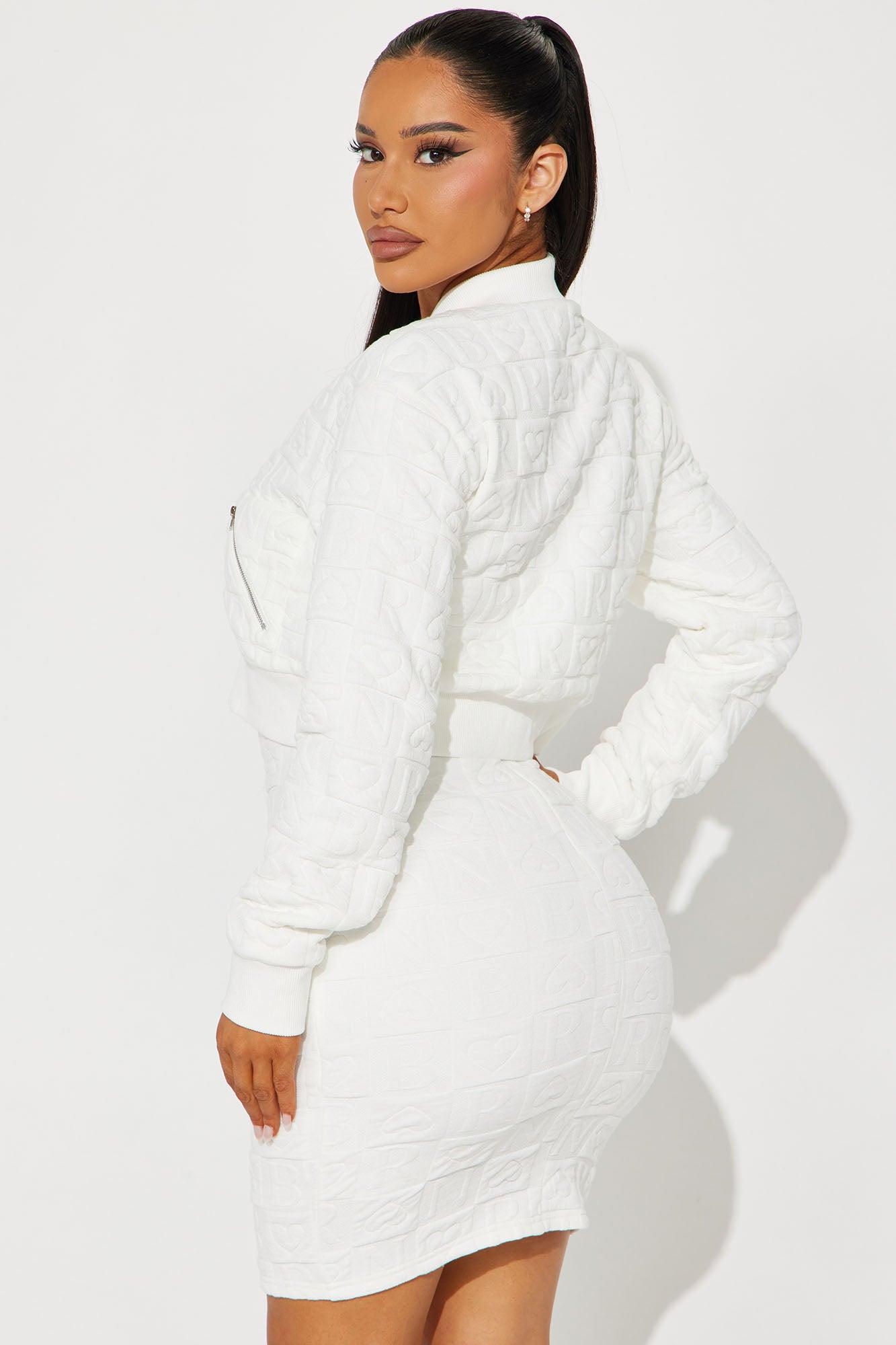 Brenna Sweater Mini Dress Set - Ivory Product Image