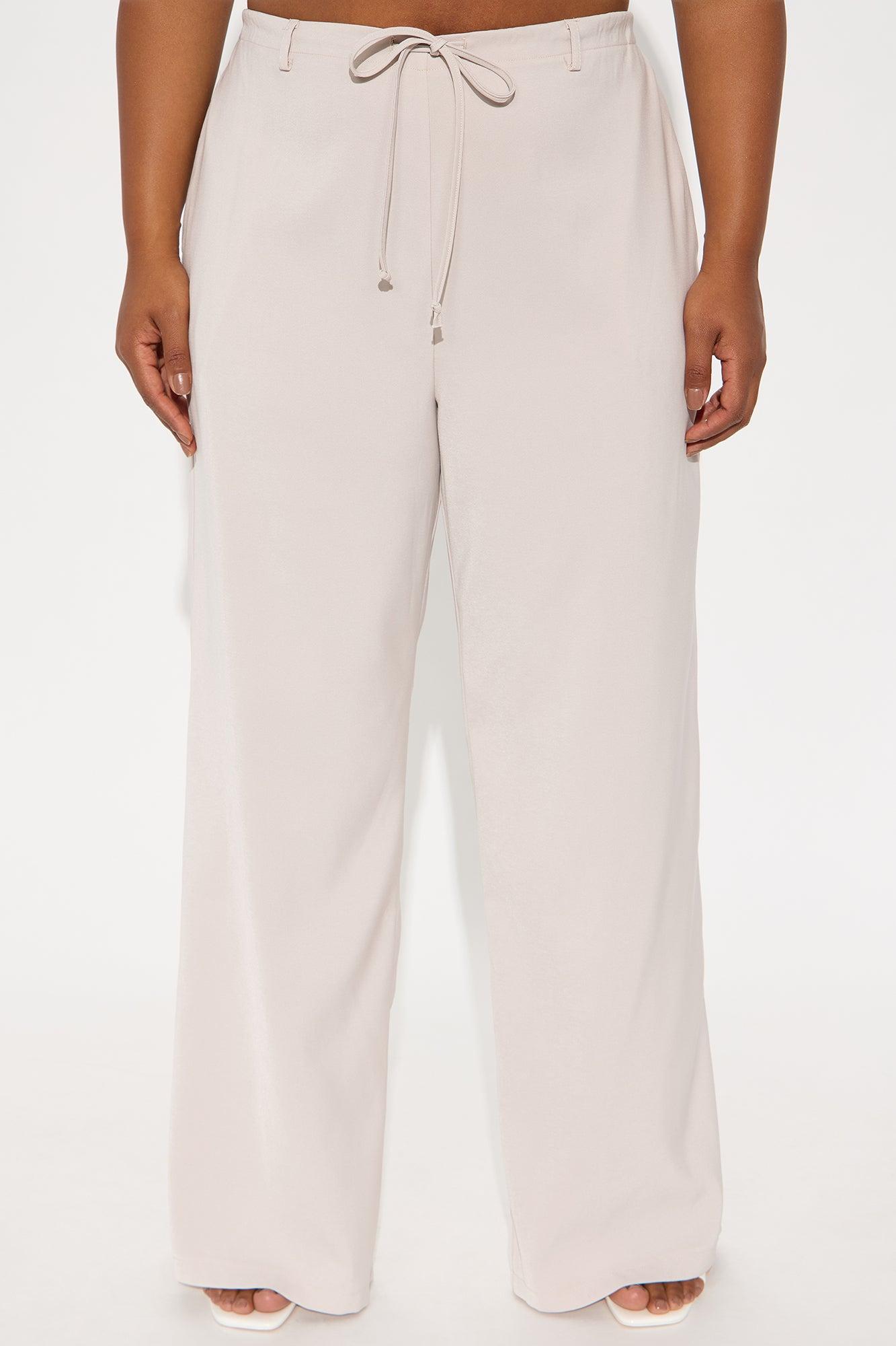 Yessica Wide Leg Twill Trouser - Taupe Female Product Image