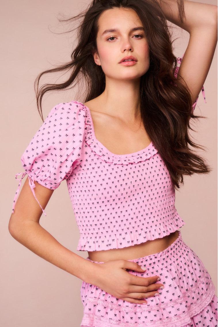 Molly Cotton Bow Puff Sleeve Top Product Image