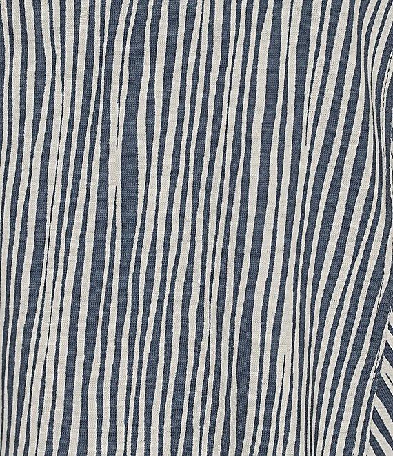 Westbound Plus Size Striped Rolled 3/4 Sleeve Faux Henley Top Product Image