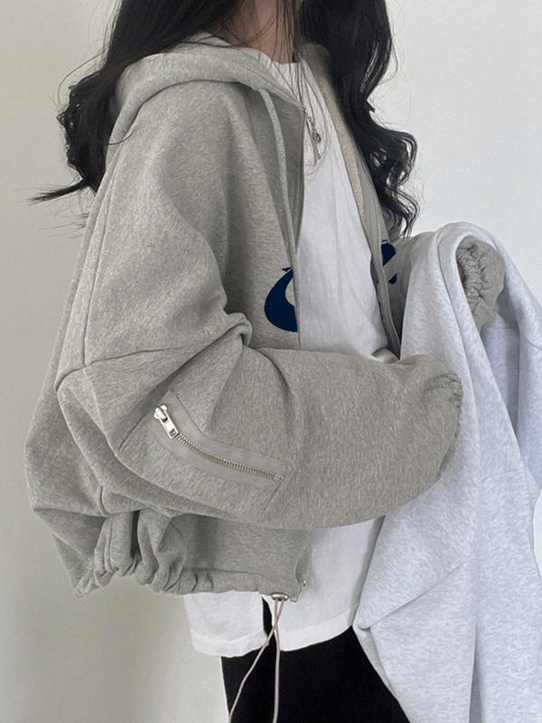 Oversized Zip Up Gray Hoodie Product Image
