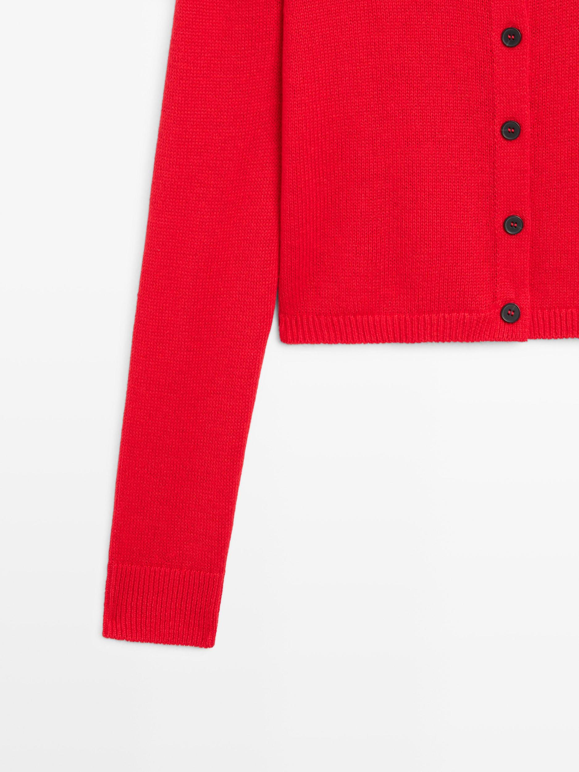 Wool and linen mock turtleneck cardigan Product Image