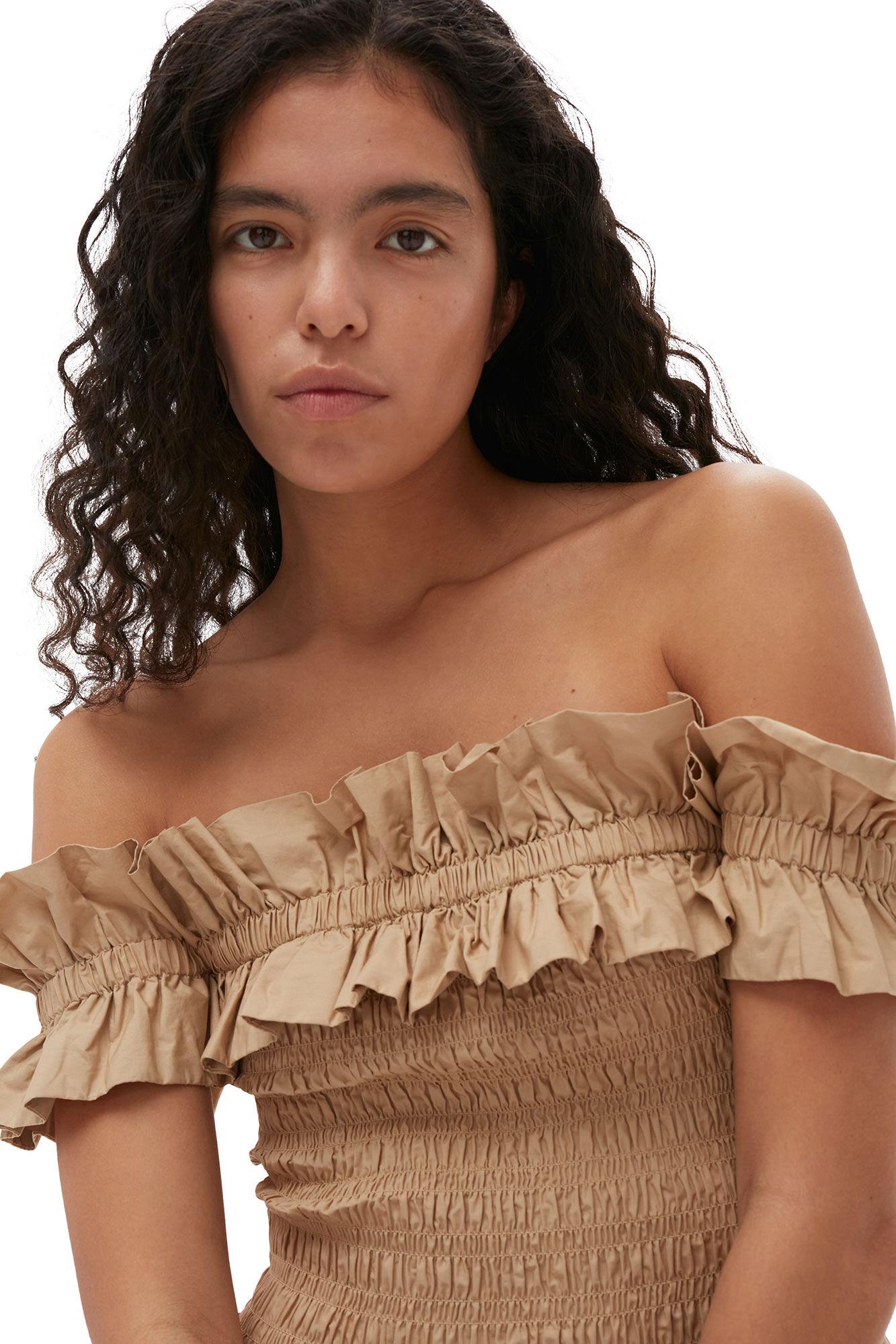 Cotton Poplin Off-Shoulder Smock Top Product Image