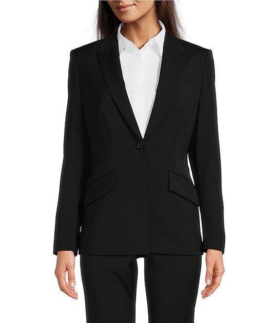 BOSS by Hugo Boss Jabinalah Virgin Wool Notch Lapel Collar Long Sleeve One-Button Blazer Product Image