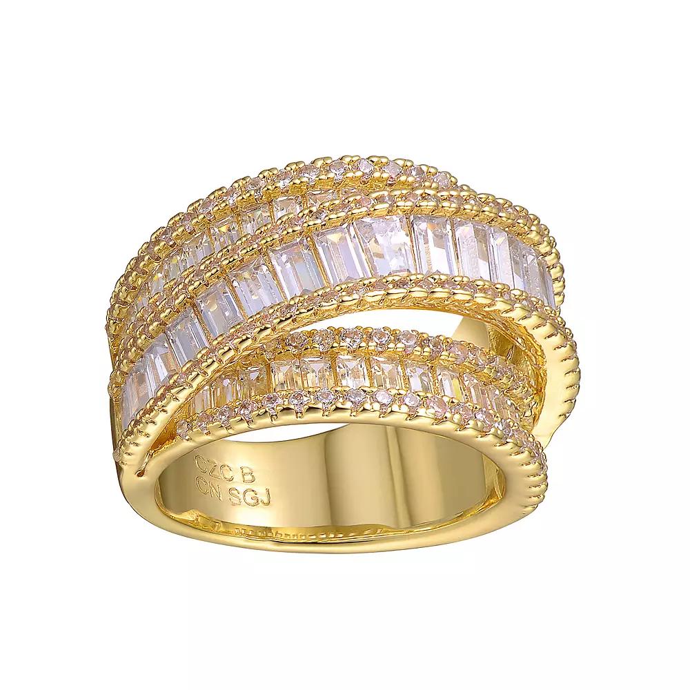 Cubic Zirconia Crossover Channel Ring, Womens Gold Tone Product Image