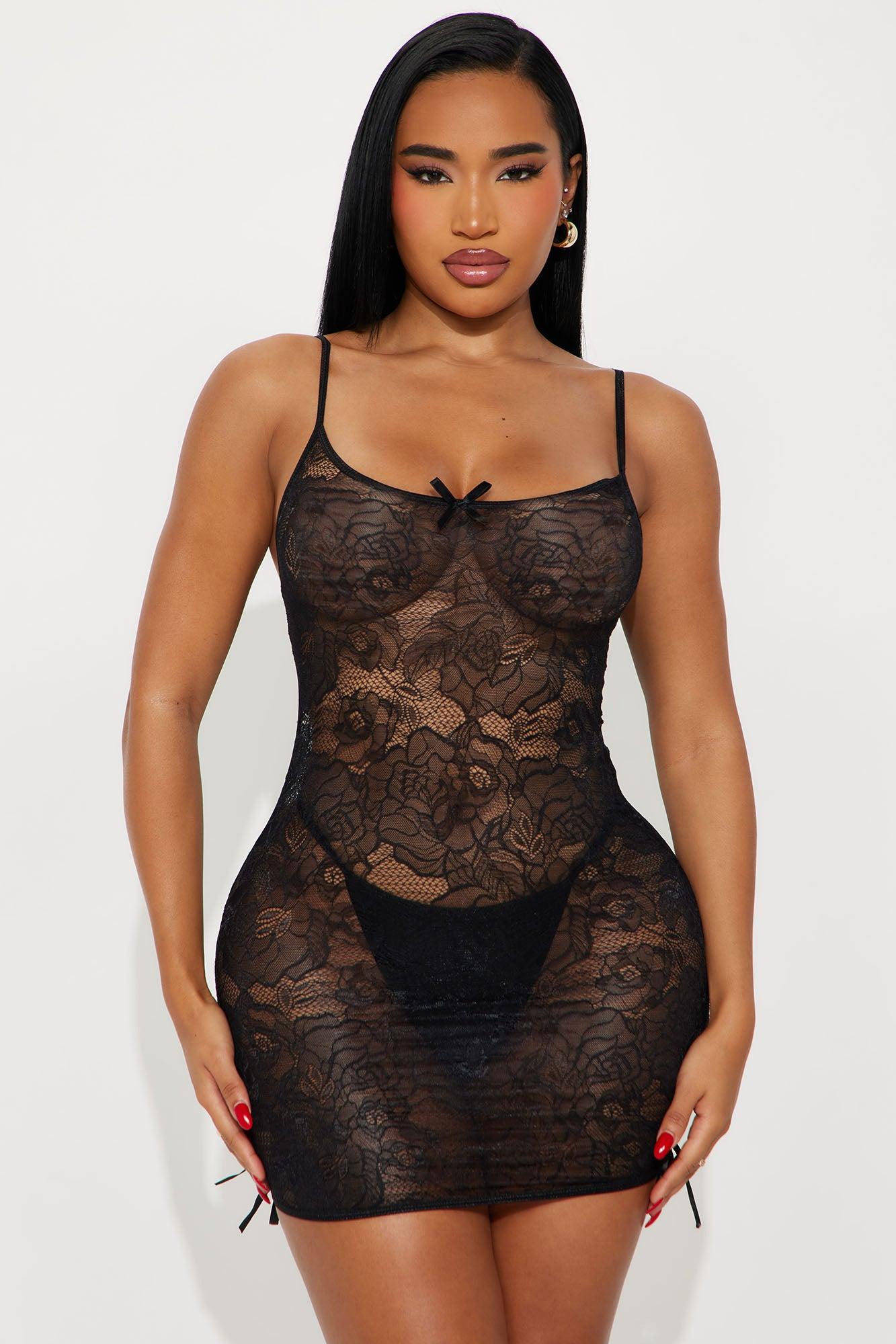 Unlace me Slowly Lace Chemise - Black Female Product Image