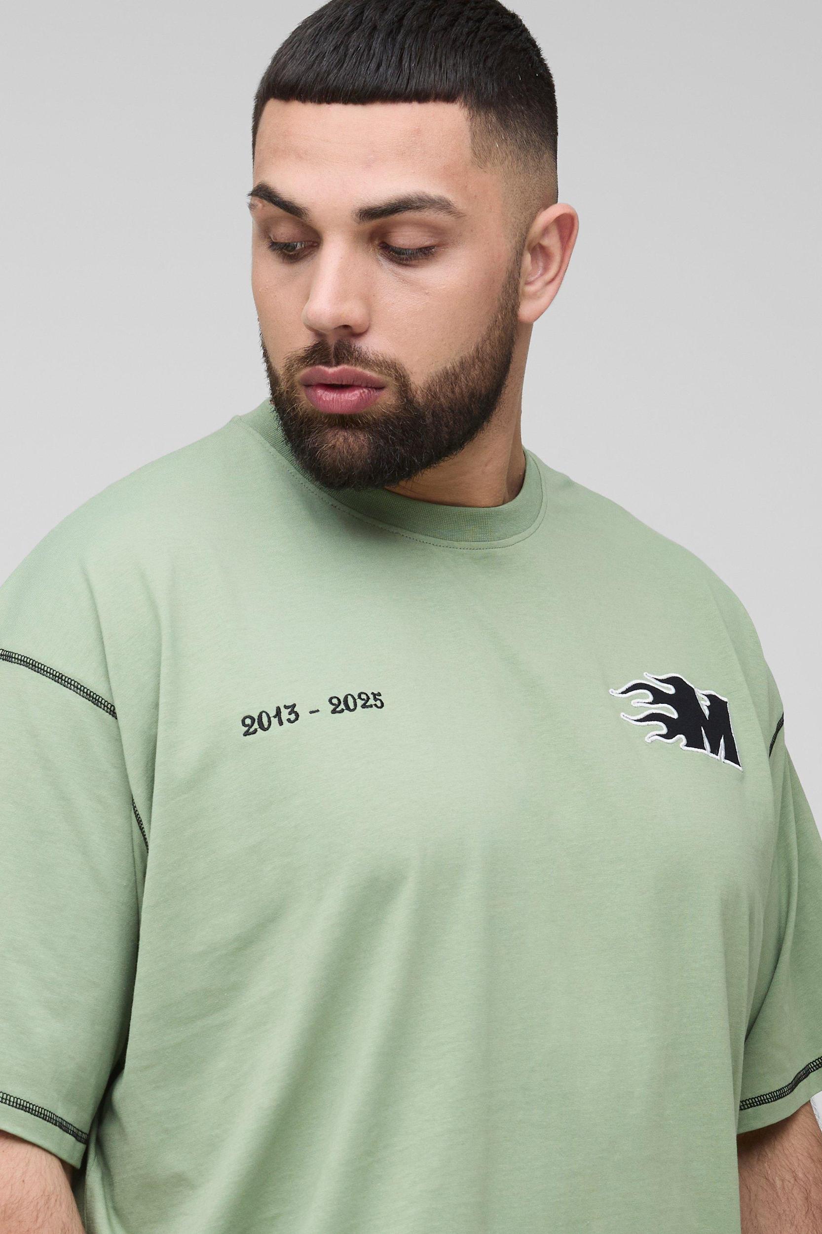 Plus Oversized Boxy Applique 13 Print T-Shirt & Short Set | boohooMAN USA Product Image