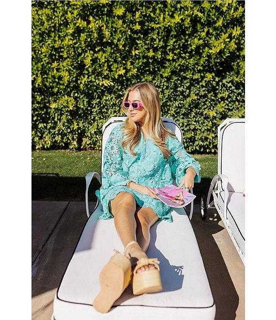 J.Marie Seraphina Floral 3D Lace Split Round Button Up Neck Long Sleeve Shift Dress Product Image