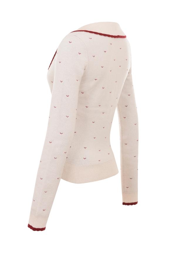 Marla  ivory cashmere blend trimmed cardigan Product Image