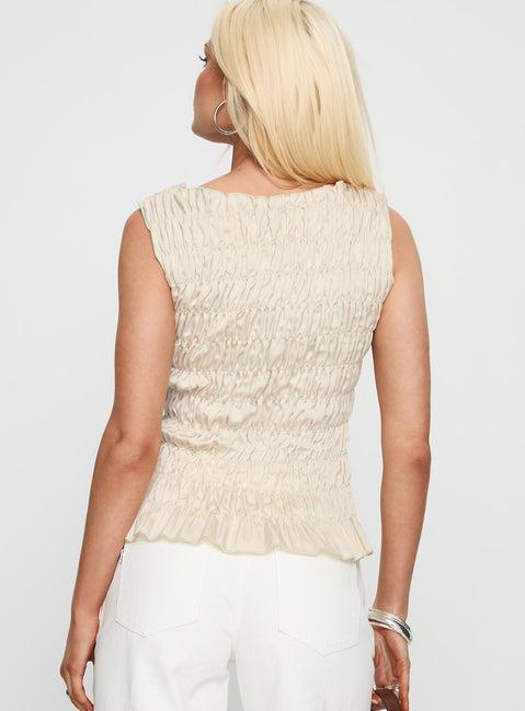 Elenir Shirred Top Beige Product Image