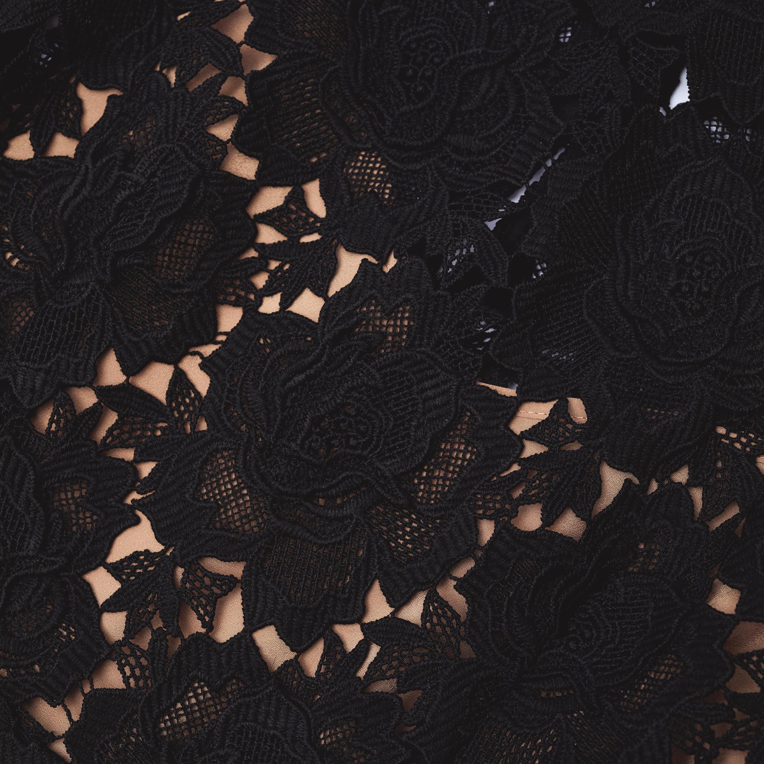 Black Flower Lace Midi Dress Product Image