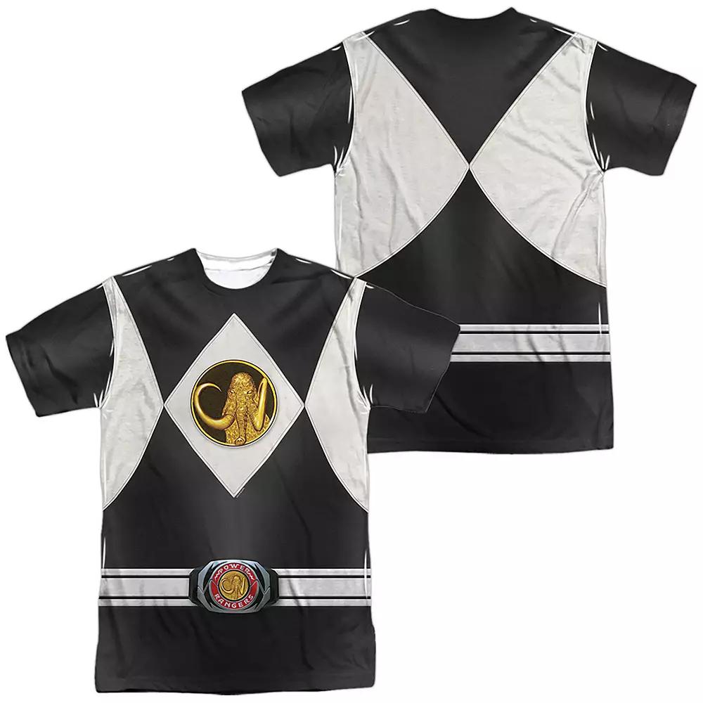 Men's Power Rangers Black Ranger Costume Sublimated Graphic Tee,  Product Image