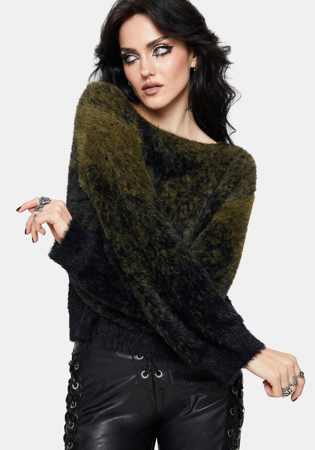 Maple Tie Dye Knit Sweater - Green Product Image