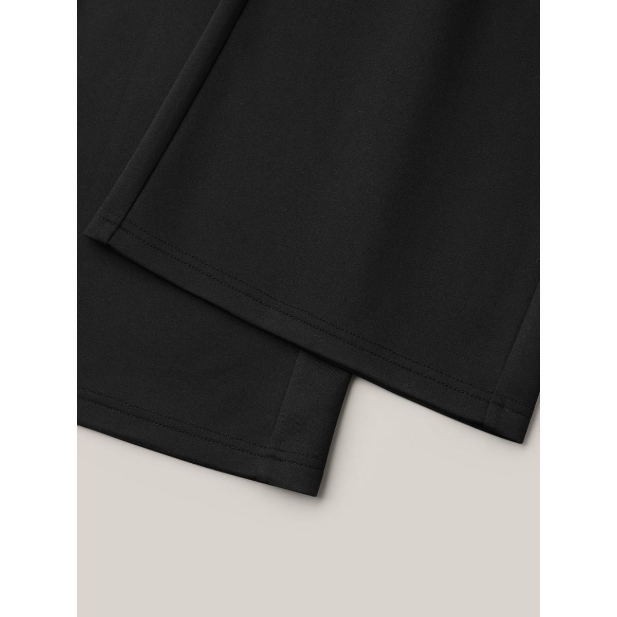 Plus Size Stretchy Waist Zipper Pocket Flared Pants Women Black Office Bootcut Mid Rise Office Pants BloomChic 12/L Product Image